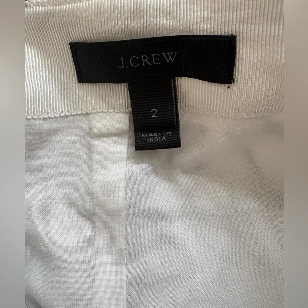 J. Crew Embroidered Floral Mini Skirt in Ivory Navy Blue - Size 2